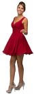 V-Neck Ruched Bodice Short Homecoming Bridesmaid Dress in Burgundy